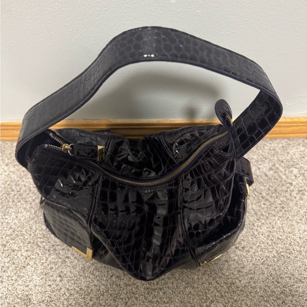 Michael Kors deep purple/black crocodile patent leather purse - Picture 6 of 11